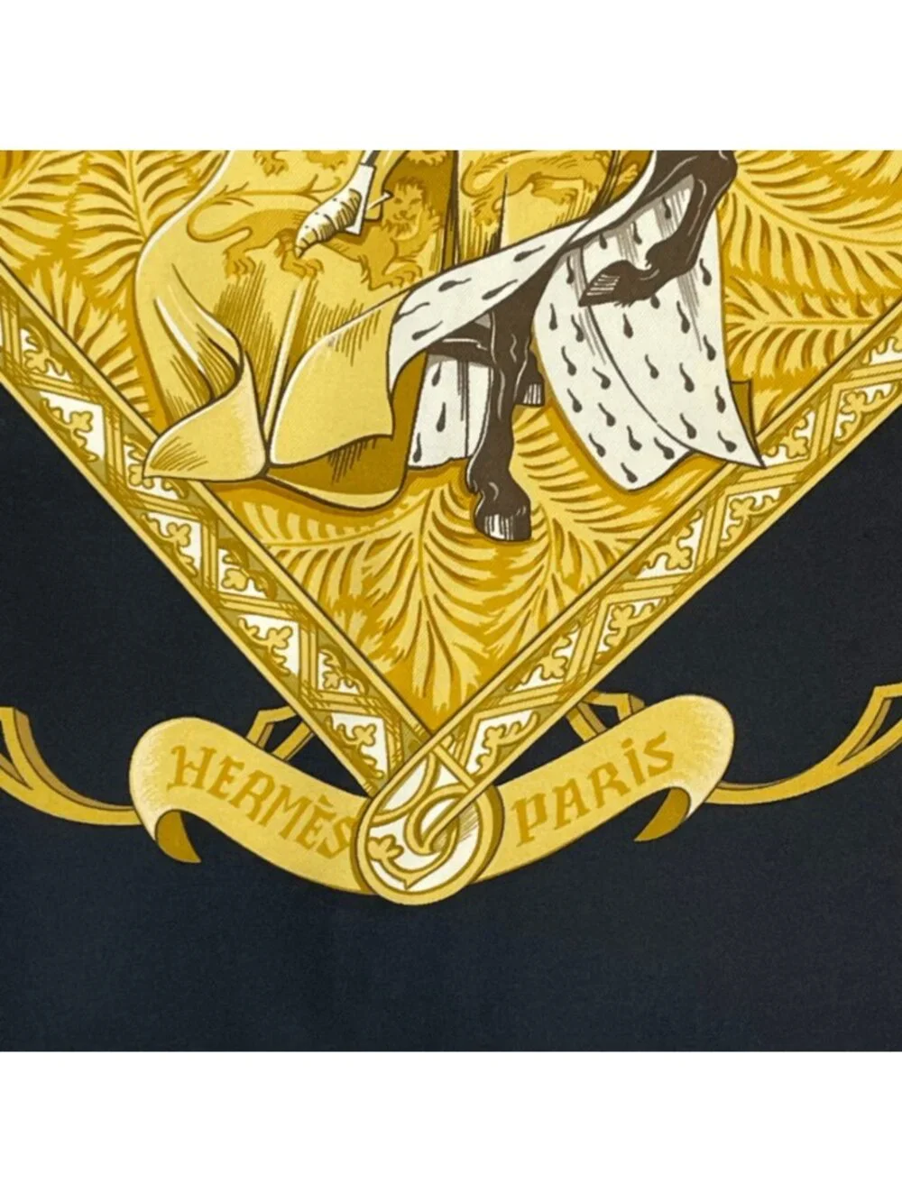 ★SOLD★ Hermes Scarf Carre 90 Scene with Horses la Vie a Cheval Gold Black - Picture 6 of 7